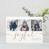 うれしそうな金ゴールドスクリプト3写真クリスマス シーズンカード (スタンド正面)