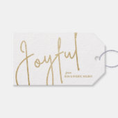 うれしそうな金ゴールドフェイクフォイルホワイト ギフトタグ (正面(横))