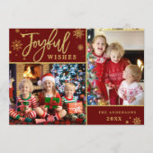 うれしそうな金ゴールドフレームクリスマス2 PHOTO Greeting シーズンカード (正面)