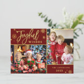 うれしそうな金ゴールドフレームクリスマス2 PHOTO Greeting シーズンカード (スタンド正面)