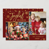 うれしそうな金ゴールドフレームクリスマス2 PHOTO Greeting シーズンカード (正面/裏面)