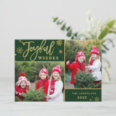 うれしそうな金ゴールドフレームクリスマス2 PHOTO Greeting シーズンカード (スタンド正面)