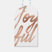 うれしそうな金ゴールドブラシスクリプトタイポグラフィホリデー ギフトタグ (正面)
