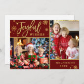 うれしそうな金ゴールドモダンフレームスクリプト2 PHOTO Greeting シーズンカード (正面/裏面)