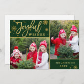 うれしそうな金ゴールドモダンフレームスクリプト2 PHOTO Greeting シーズンカード (正面/裏面)