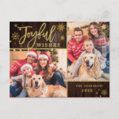 うれしそうな金ゴールドモダンフレームスクリプト2 PHOTO Greeting ポストカード (正面)