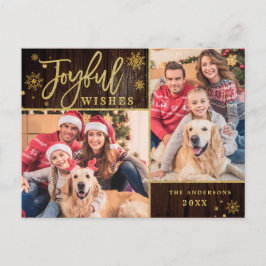 うれしそうな金ゴールドモダンフレームスクリプト2 PHOTO Greeting ポストカード