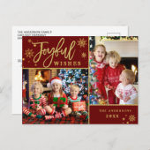 うれしそうな金ゴールドモダンフレームスクリプト2 PHOTO Greeting ポストカード (正面/裏面)