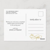 うれしそうな金ゴールドモダンフレームスクリプト2 PHOTO Greeting ポストカード (裏面)