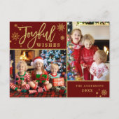 うれしそうな金ゴールドモダンフレームスクリプト2 PHOTO Greeting ポストカード (正面)