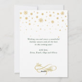 うれしそうな金ゴールドモダンフレームスクリプト3 PHOTO Greeting シーズンカード (裏面)