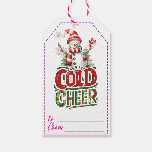 うれしそうな雪だるまの休日のギフトラベル ギフトタグ (裏面)