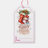 うれしそうな雪だるまクリスマスギフトタグ ギフトタグ (正面)