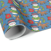 うれしそうな雪だるまディアウィンターホリデーパターン ラッピングペーパー (ロールコーナー)