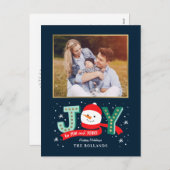 うれしそうな雪だるまホリデーフォトカードはがき シーズンポストカード (正面/裏面)