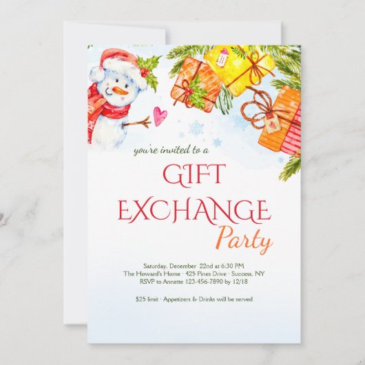 うれしそうな雪だるま招待状 招待状 (正面)