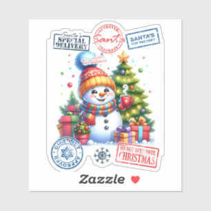 うれしそうな雪だるま祝クリスマス シール