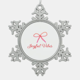 うれしそうな雰囲気クリスマスRED BOW休日の家族名 スノーフレークピューターオーナメント