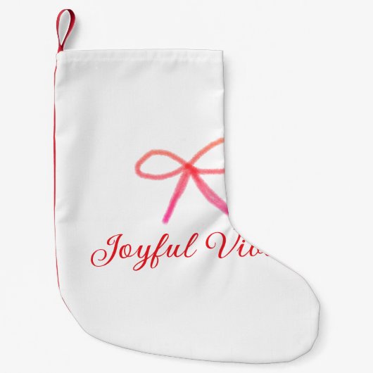 うれしそうな雰囲気クリスマスRED BOW休日の家族名 スモールクリスマスストッキング (正面)