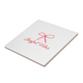 うれしそうな雰囲気クリスマスRED BOW休日の家族名 タイル (側面)