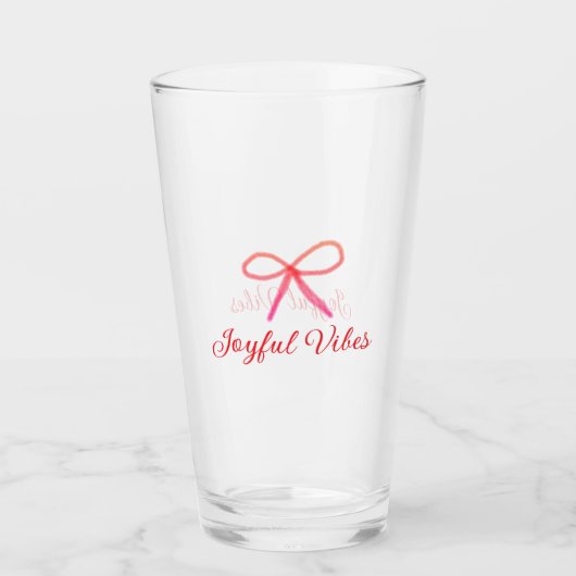 うれしそうな雰囲気クリスマスRED BOW休日の家族名 タンブラーグラス (正面)