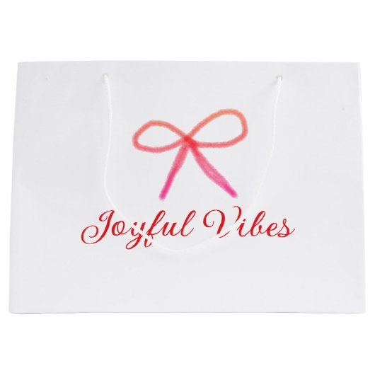 うれしそうな雰囲気クリスマスRED BOW休日の家族名 ラージペーパーバッグ (正面)