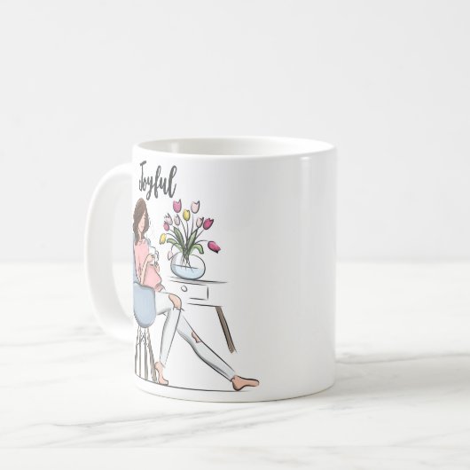 うれしそうな コーヒーマグカップ (正面左)