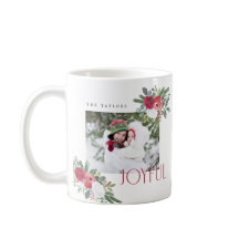 うれしはっきりしたい花模様フォトホリデーカード