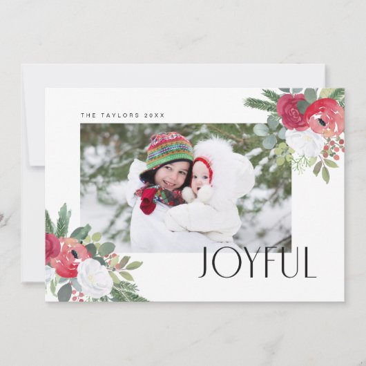 うれしはっきりしたい花模様フォトホリデーカード シーズンカード (正面)