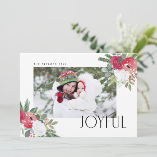 うれしはっきりしたい花模様フォトホリデーカード シーズンカード (スタンド正面)