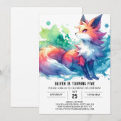 うれしエレガントいキツネ誕生日 招待状 (正面/裏面)