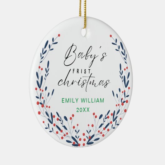 うれしエレガントいフローラベビーの最初のクリスマス セラミックオーナメント (右)