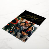 うれしエレガントい1枚のフォトブラック金ゴールドクリスマス 箔シーズンカード (回転した状態)