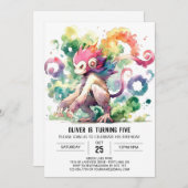 うれしカスタムいモンキー誕生日 招待状 (正面/裏面)