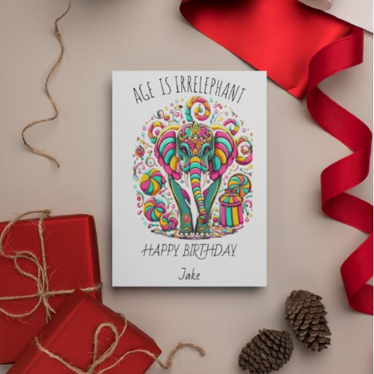 うれしカラフルいセレブの象誕生日カード サンキューカード