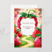 うれしカラフルいフルーツイチゴ誕生日 サンキューカード (正面/裏面)