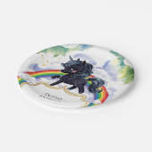 うれしカラフルいブラックユニコーン誕生日 ペーパープレート (アングル)