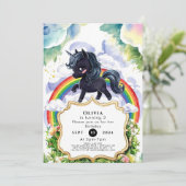 うれしカラフルいブラックユニコーン誕生日 招待状 (スタンド正面)