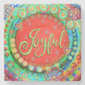 うれしカラフルい赤おもしろいお洒落ハート ストーンコースター (正面)