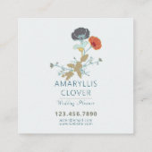 うれしカラフルい青いオレンジの緑の花柄 スクエア名刺 (裏面)