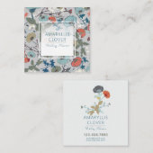 うれしカラフルい青オレンジ灰色の花 スクエア名刺 (正面/裏面)