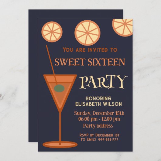 うれしクールいおもしろいカクテルパーティー甘い16 招待状 (正面/裏面)