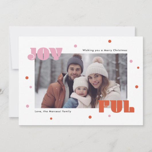 うれしファンキーいタイポグラフィメリークリスマスフォト シーズンカード (正面)