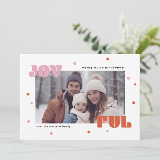 うれしファンキーいタイポグラフィメリークリスマスフォト シーズンカード (スタンド正面)