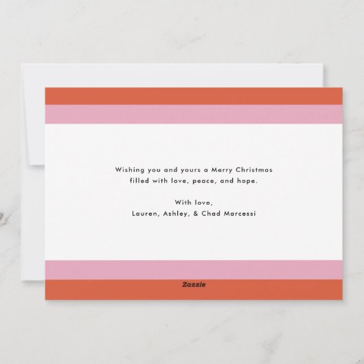 うれしファンキーいタイポグラフィメリークリスマスフォト シーズンカード (裏面)