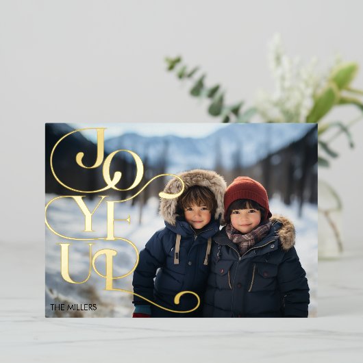 うれしモダンいエレガントタイポグラフィミニマル1枚 箔シーズンカード (立ち正面)