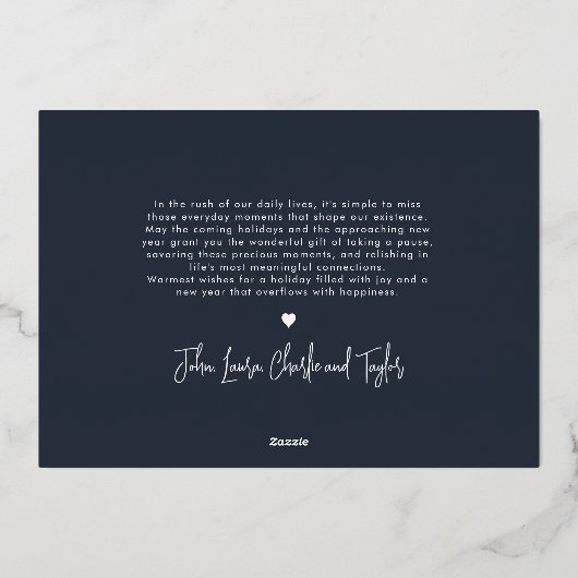 うれしモダンいエレガントタイポグラフィミニマル1枚 箔シーズンカード (裏面)