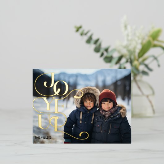 うれしモダンいエレガントタイポグラフィミニマル1枚 箔シーズンポストカード (立ち正面)