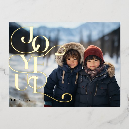 うれしモダンいエレガントタイポグラフィミニマル1枚 箔シーズンポストカード (正面)