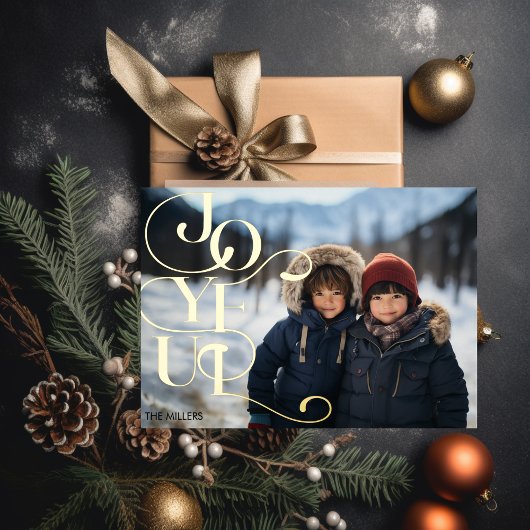 うれしモダンいエレガントタイポグラフィミニマル1枚 箔シーズンポストカード